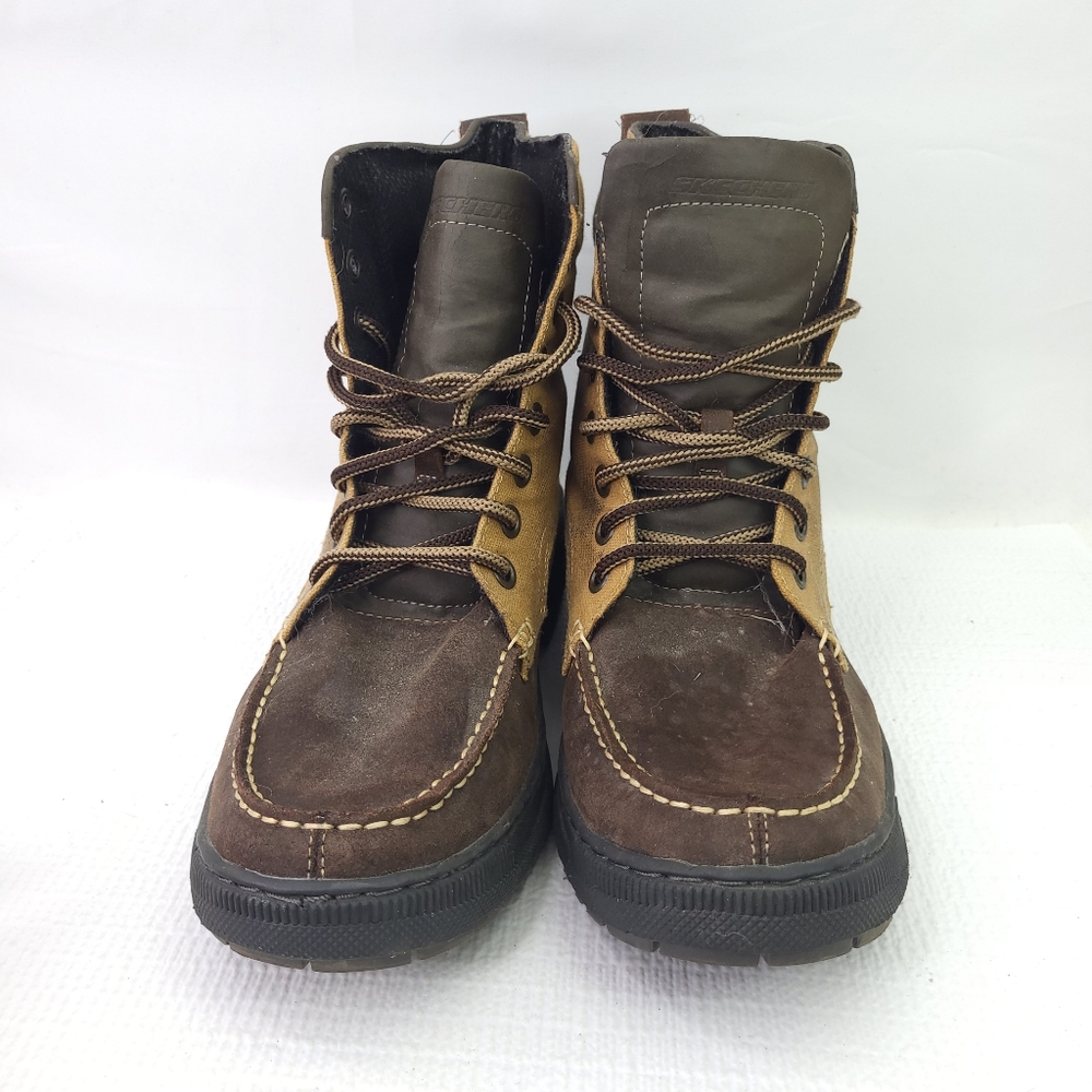 SKECHERS Denton Westlee Combat Boots Moc Toe Lace Up Shoes 62965 Mens Size 11 - Picture 2 of 6